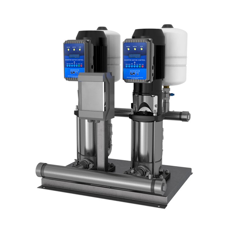 Direct Pumps & Tanks 2' Twin Variable Speed Vertical Booster Pump Set Mid curve duty - 170l/min @ 8.0bar D/A