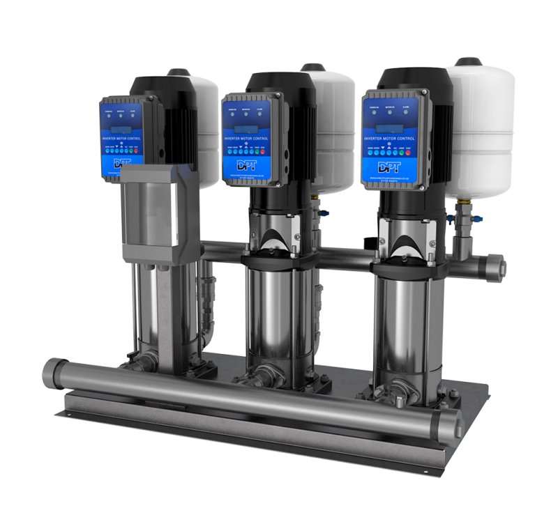 Direct Pumps & Tanks 2' Triple Variable Speed Vertical Booster Pump Set Mid curve duty 255l/min @ 11bar D/A/A