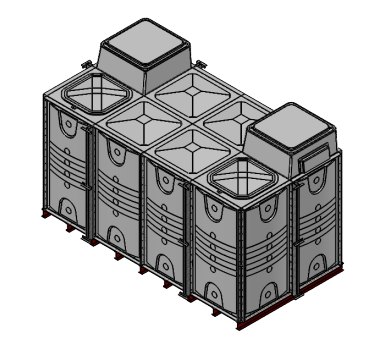 Purewater 16000 Litre GRP Sectional 4x2x2 Water Tank, Internally Flanged Base, Divided, AB Airgap